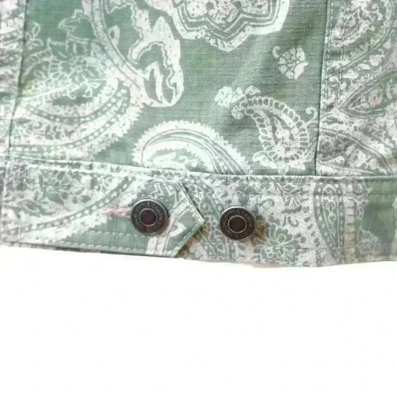 VINTAGE Croft & Barrow Lightweight Lt. Green Paisley Denim Jacket Size 16 - Picture 3 of 10